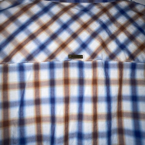 7 Diamonds Mens Shirt Blue Brown White Check Plaid 100% Cotton Size XL - Picture 8 of 14
